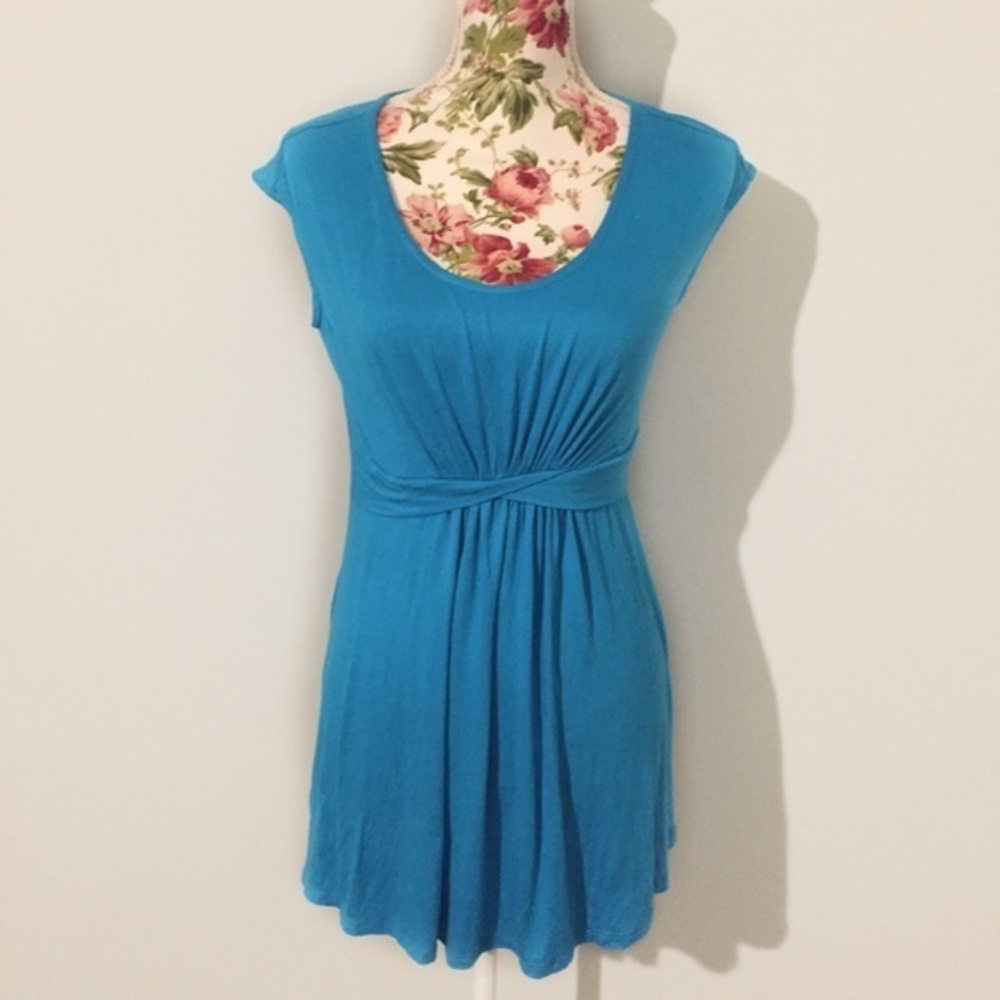 Turquoise Blue Scoopneck Maternity Blouse Top